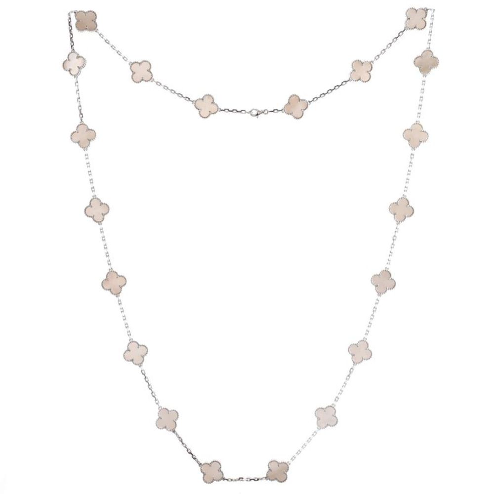 Van Cleef & Arpels Vintage Alhambra 20 Motifs Necklace 18K White Gold and Mother - Picture 2 of 4
